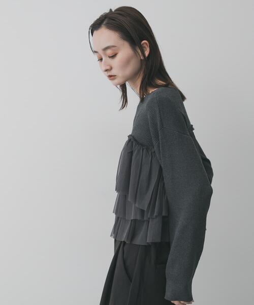 SENSE OF PLACE by URBAN RESEARCH（センスオブプレイスバイアーバンリサーチ）の「『洗濯可』ダブルジップフリルニットカーディガン（ニット/セーター・レディース・ライトブルー/チャコールグレー/オフホワイト/ブラウン/ベージュ/ブラック系その他・ONE）」の16枚目の写真