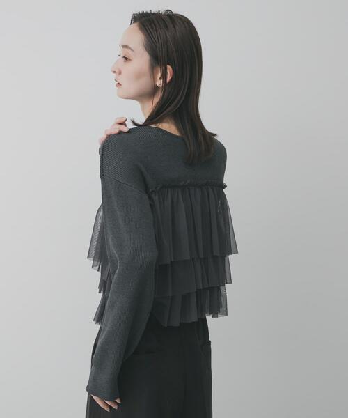 ダブルジップフリルニットカーディガン（ニット/セーター）｜SENSE OF