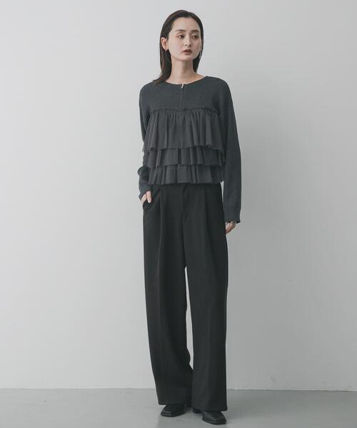 セール】ダブルジップフリルニットカーディガン（ニット/セーター