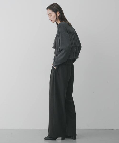 SENSE OF PLACE by URBAN RESEARCH（センスオブプレイスバイアーバンリサーチ）の「『洗濯可』ダブルジップフリルニットカーディガン（ニット/セーター・レディース・ライトブルー/チャコールグレー/オフホワイト/ブラウン/ベージュ/ブラック系その他・ONE）」の13枚目の写真