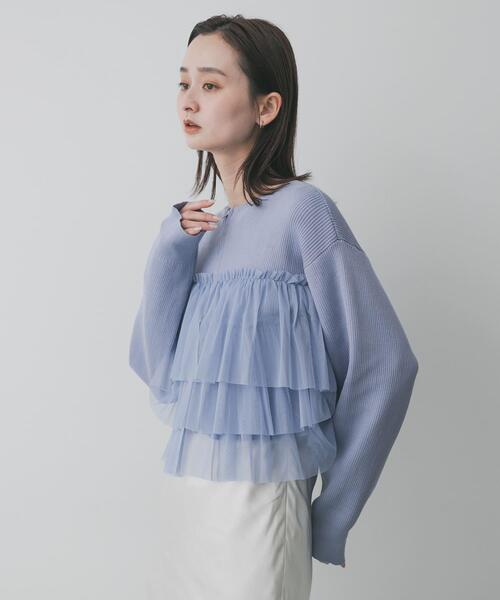 SENSE OF PLACE by URBAN RESEARCH（センスオブプレイスバイアーバンリサーチ）の「『洗濯可』ダブルジップフリルニットカーディガン（ニット/セーター・レディース・ライトブルー/チャコールグレー/オフホワイト/ブラウン/ベージュ/ブラック系その他・ONE）」の21枚目の写真