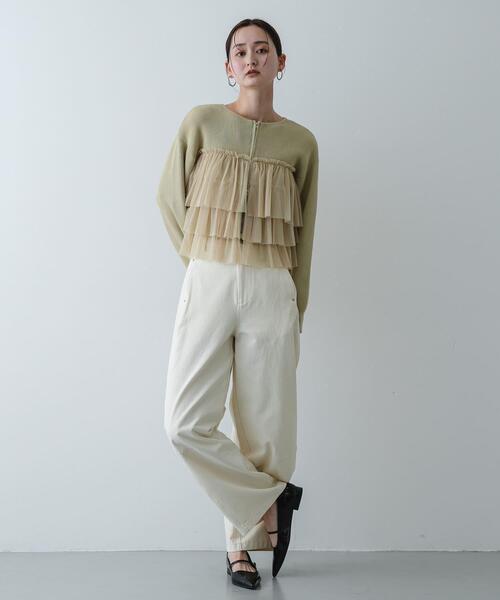 極美品・近年✨M'S GRACY フリルアップカーディガン　ダブルジップ　春 SENSE OF PLACE by URBAN RESEARCH ニット セーター 「洗濯可」ダブル