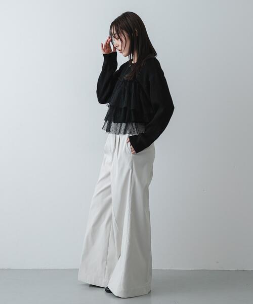 SENSE OF PLACE by URBAN RESEARCH（センスオブプレイスバイアーバンリサーチ）の「『洗濯可』ダブルジップフリルニットカーディガン（ニット/セーター・レディース・ライトブルー/チャコールグレー/オフホワイト/ブラウン/ベージュ/ブラック系その他・ONE）」の9枚目の写真