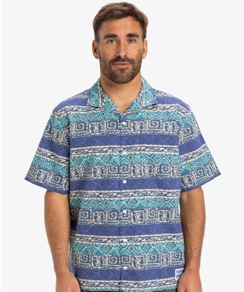 Quiksilver（クイックシルバー）の「GLOBAL HEAT SS /クイックシルバー総柄半袖シャツ（シャツ/ブラウス・メンズ・グリーン/ブルー・LARGE/X-LARGE/SMALL）」の8枚目の写真