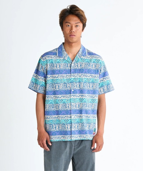 Quiksilver（クイックシルバー）の「GLOBAL HEAT SS /クイックシルバー総柄半袖シャツ（シャツ/ブラウス・メンズ・グリーン/ブルー・LARGE/X-LARGE/SMALL）」の10枚目の写真