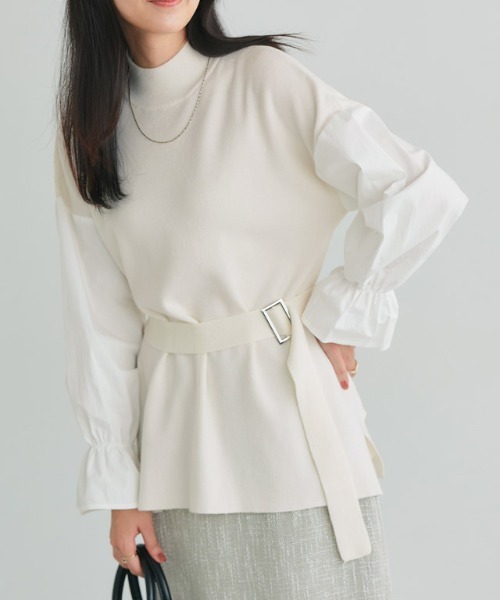 セール】ベルト付きドッキングニット（ニット/セーター）｜Pierrot