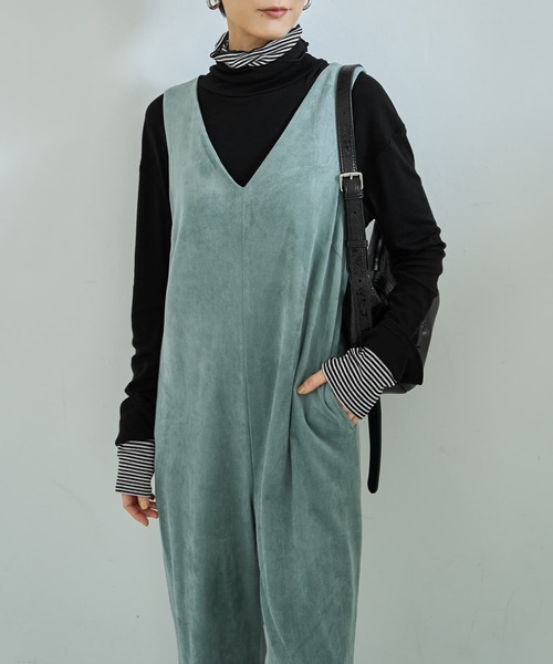 STYLE DELI(スタイルデリ)の「スエードタッチサロペット(サロペット/オーバーオール・レディース・ブラウン/ミント・01/02)」の3枚目の写真