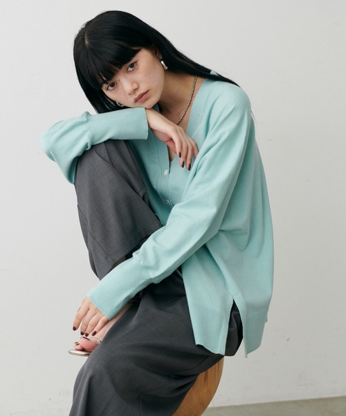 LARUTA(ラルータ)の「【LARUTA】テロモチドルマンスリーブニットカーディガン(カーディガン/ボレロ・レディース・ブラウン/ミント/モカ/チャコールグレー・FREE)」の2枚目の写真