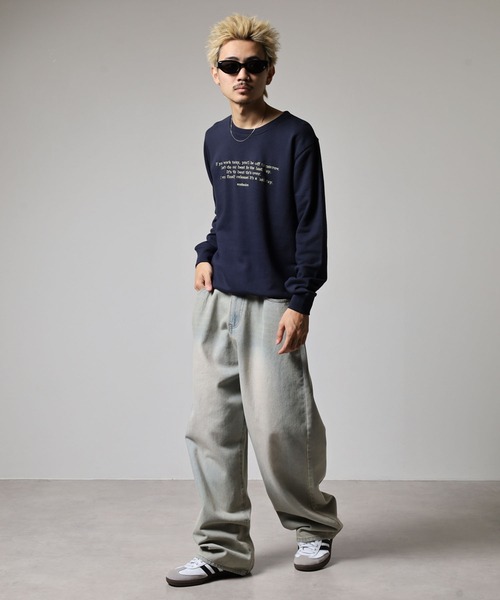 &soiree(アンドソワレ)の「&soiree メッセージ刺繍裏毛スウェットクルーネックプルオーバー(スウェット・メンズ・ベージュ/ネイビー・FREE)」の18枚目の写真