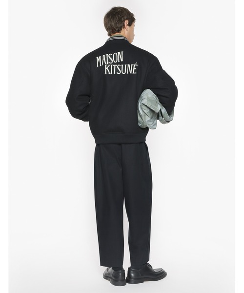 Maison Kitsune（メゾンキツネ）の「VARSITY TEDDY BLOUSON（スタジャン・メンズ・ブラック・XS/S/M/L/XL/XXS）」の4枚目の写真