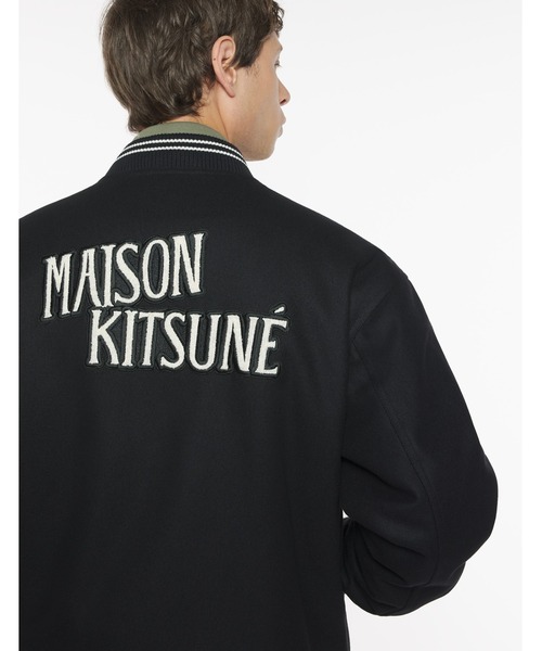 Maison Kitsune（メゾンキツネ）の「VARSITY TEDDY BLOUSON（スタジャン・メンズ・ブラック・XS/S/M/L/XL/XXS）」の6枚目の写真