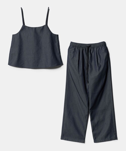 A DAY IN THE LIFE UNITED ARROWS(アデイインザライフユナイテッドアローズ)の「デニムライク キャミ+パンツ <A DAY IN THE LIFE>(サロペット/オーバーオール・レディース・コバルトブルー/ネイビー・FREE)」の2枚目の写真
