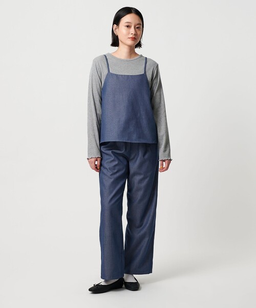 A DAY IN THE LIFE UNITED ARROWS(アデイインザライフユナイテッドアローズ)の「デニムライク キャミ+パンツ <A DAY IN THE LIFE>(サロペット/オーバーオール・レディース・コバルトブルー/ネイビー・FREE)」の1枚目の写真