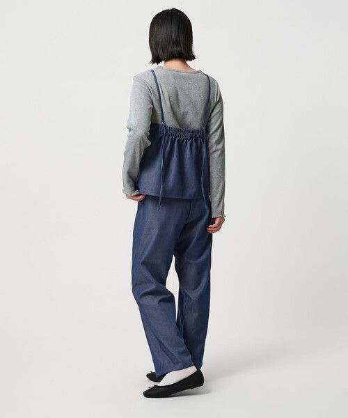 A DAY IN THE LIFE UNITED ARROWS(アデイインザライフユナイテッドアローズ)の「デニムライク キャミ+パンツ <A DAY IN THE LIFE>(サロペット/オーバーオール・レディース・コバルトブルー/ネイビー・FREE)」の3枚目の写真