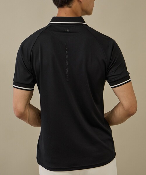 NOIR】【吸水速乾】配色ライン使い半袖ポロシャツ［一部WEB限定カラー