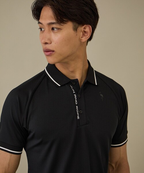NOIR】【吸水速乾】配色ライン使い半袖ポロシャツ［一部WEB限定カラー