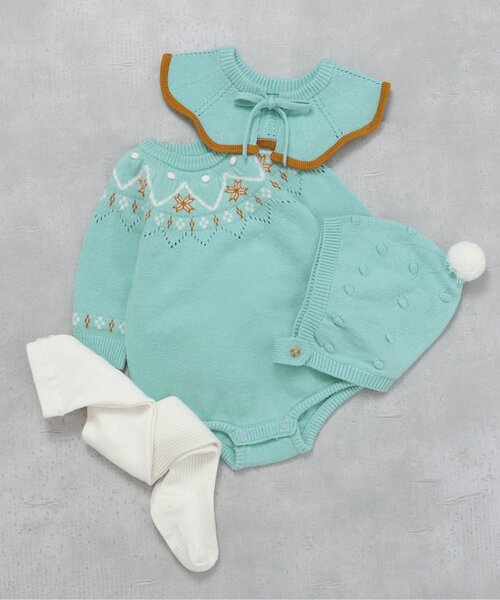 apres les cours(アプレレクール)の「ニットベビーつけ襟(付け襟・キッズ・ミント/ピンク・90)」の5枚目の写真