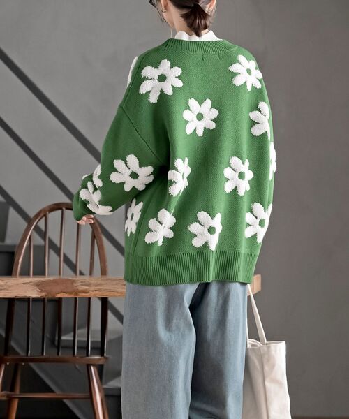 フラワージャガードニットカーディガン（カーディガン/ボレロ）｜rps