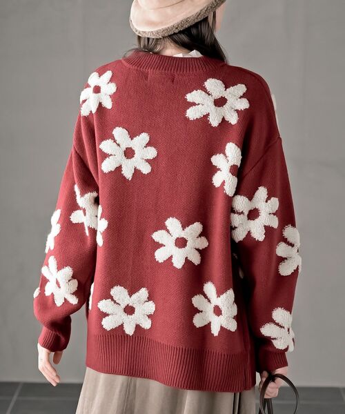 フラワージャガードニットカーディガン（カーディガン/ボレロ）｜rps