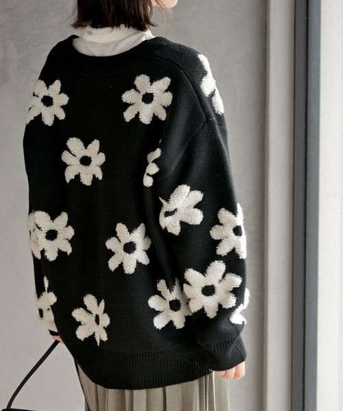 フラワージャガードニットカーディガン（カーディガン/ボレロ）｜rps