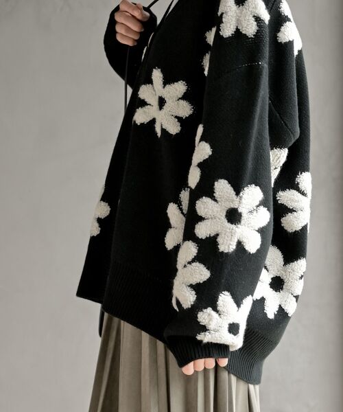 フラワージャガードニットカーディガン（カーディガン/ボレロ）｜rps