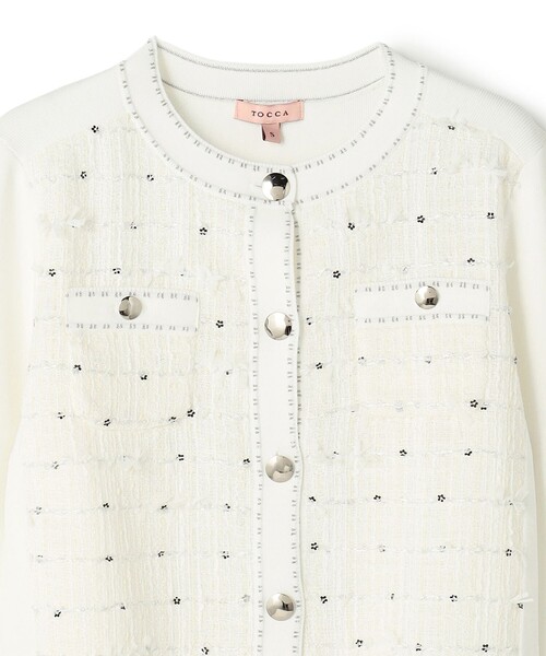 TOCCA(トッカ)の「FLOWER HIDE AND SEEK ニットジャケット(カーディガン/ボレロ・レディース・アイボリー系/ブラック系・SMALL/MEDIUM)」の5枚目の写真