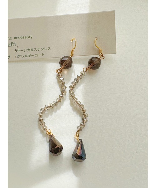 tone（トーン）の「【kafti】うねうねロングピアス(MA)（ピアス（両耳用）・レディース・ブラック系その他・FREE）」の3枚目の写真