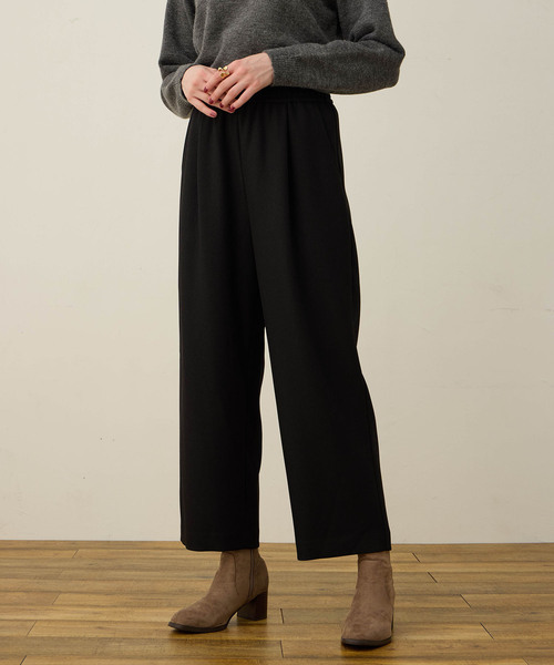 LE SOUK HOLIDAY(ルスークホリデー)の「ウーリッシュタックストレートパンツ【ウエストゴム】(その他パンツ・レディース・ダークブラウン/ブラック・M/L)」の9枚目の写真