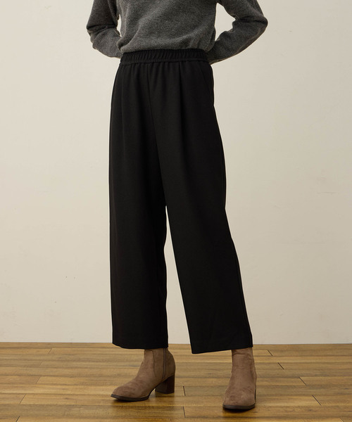 LE SOUK HOLIDAY(ルスークホリデー)の「ウーリッシュタックストレートパンツ【ウエストゴム】(その他パンツ・レディース・ダークブラウン/ブラック・M/L)」の10枚目の写真