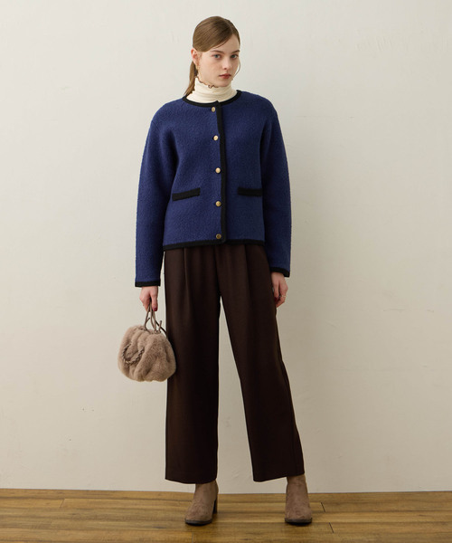 LE SOUK HOLIDAY(ルスークホリデー)の「ウーリッシュタックストレートパンツ【ウエストゴム】(その他パンツ・レディース・ダークブラウン/ブラック・M/L)」の14枚目の写真