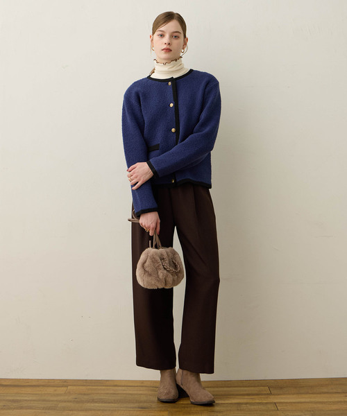 LE SOUK HOLIDAY(ルスークホリデー)の「ウーリッシュタックストレートパンツ【ウエストゴム】(その他パンツ・レディース・ダークブラウン/ブラック・M/L)」の15枚目の写真