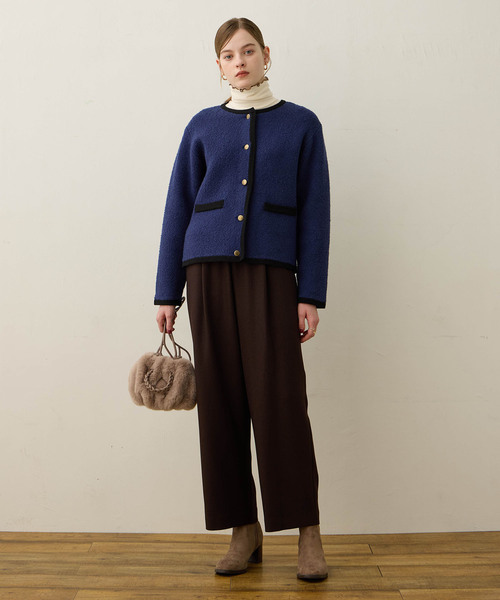 LE SOUK HOLIDAY(ルスークホリデー)の「ウーリッシュタックストレートパンツ【ウエストゴム】(その他パンツ・レディース・ダークブラウン/ブラック・M/L)」の18枚目の写真