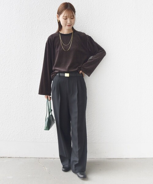 セール】〈手洗い可能〉コットン ポリエステル ベロア ワイド スリーブ