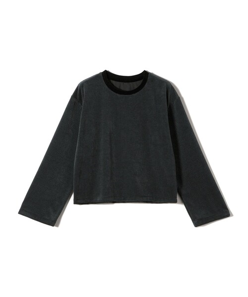 SHIPS（シップス）の「〈手洗い可能〉コットン ポリエステル ベロア ワイド スリーブ ボーダー（Tシャツ/カットソー・レディース・ブラウン/ネイビー・ONE SIZE）」の5枚目の写真