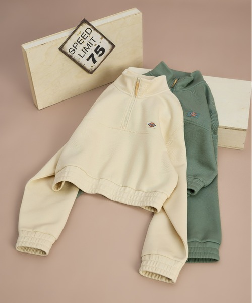 Dickies(ディッキーズ)の「ハーフジップスウェット(スウェット・レディース・ミント/アイボリー・SMALL/MEDIUM)」の2枚目の写真