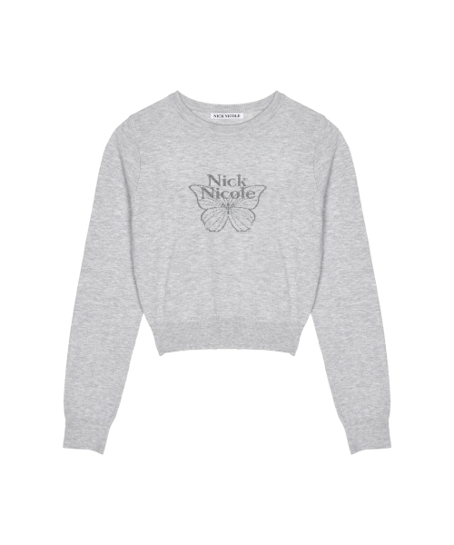 NICK&NICOLE(ニックアンドニコール)の「MINI BUTTERFLY SIGNATURE SLEEVE KNIT_GRAY(ニット/セーター・レディース・その他・FREE)」の4枚目の写真