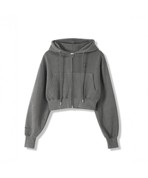 AV LOGO CROP HOOD ZIP-UP PIGMENT GREY