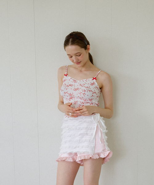 LETERIE(レテリー)の「FLOWER RIBBON SLEEVELESS_RED(Tシャツ/カットソー・レディース・レッド・FREE)」の2枚目の写真