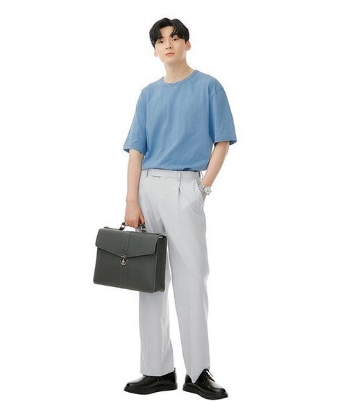 MUSINSA STANDARD（ムシンサスタンダード）の「リラックスフィットクルーネックTシャツ [セルリアンブルー]（Tシャツ/カットソー・メンズ・その他・SMALL/MEDIUM/LARGE/X-LARGE）」の6枚目の写真