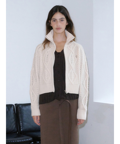 Kijun(キジュン)の「Cable Knit Zip-Up Ivory(カーディガン/ボレロ・レディース・その他・MEDIUM/SMALL)」の1枚目の写真