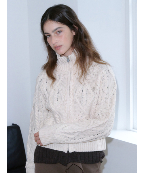 Kijun(キジュン)の「Cable Knit Zip-Up Ivory(カーディガン/ボレロ・レディース・その他・MEDIUM/SMALL)」の5枚目の写真