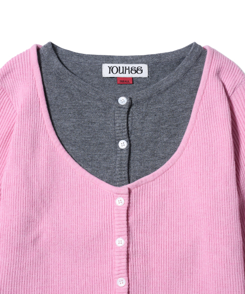 YOUHEE(ユヒ)の「LAYERED CARDIGAN PINK(カーディガン/ボレロ・レディース・その他・SMALL/MEDIUM)」の4枚目の写真