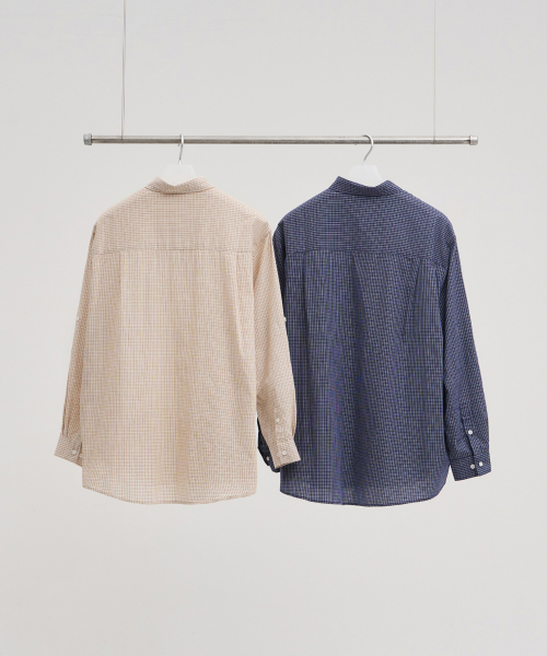 XERO(ゼロ)の「マルチギンガムロールアップシャツ(シャツ/ブラウス・レディース・アイボリー/ネイビー・MEDIUM/LARGE)」の5枚目の写真