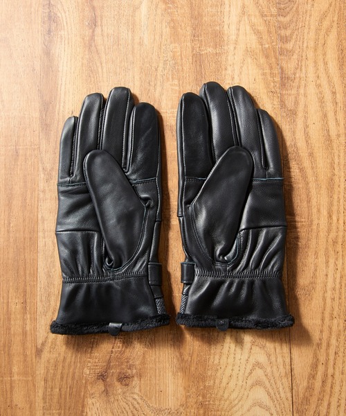 SETUP7(セットアップセブン)の「【SETUP7】羊革カットレザー手袋 スマホ対応/裏ボア WINGI(手袋・メンズ・ブラック/ネイビー・FREE)」の4枚目の写真