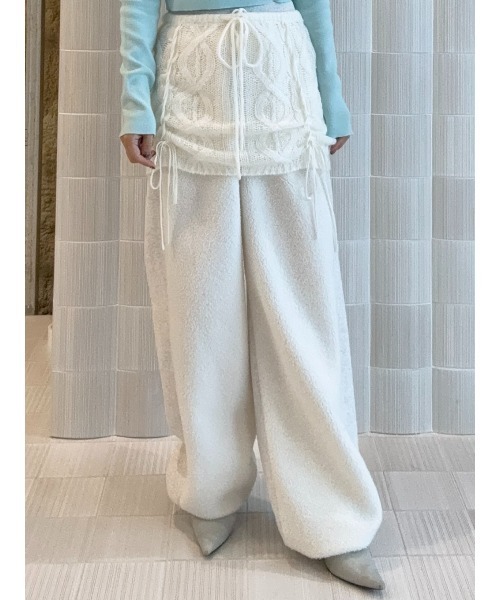 ELCHELE(エルチェレ)の「BOA FRENCHTERRY WIDE PANTS(スウェットパンツ・レディース・ホワイト/ネイビー・38/36)」の5枚目の写真
