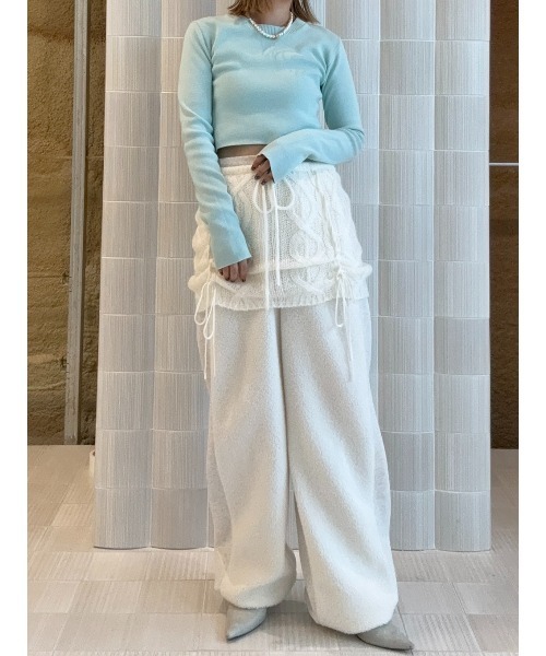 ELCHELE(エルチェレ)の「BOA FRENCHTERRY WIDE PANTS(スウェットパンツ・レディース・ホワイト/ネイビー・38/36)」の6枚目の写真