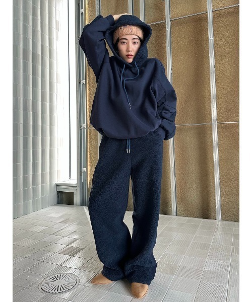 ELCHELE(エルチェレ)の「BOA FRENCHTERRY WIDE PANTS(スウェットパンツ・レディース・ホワイト/ネイビー・38/36)」の10枚目の写真