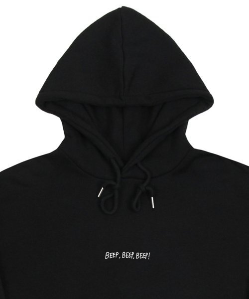 GRAVER（グレーバー）の「[ユニセックス]BEEP クリーンダックスマイルフードパーカー_ブラック（パーカー・レディース・ブラック・SMALL/MEDIUM/LARGE）」の4枚目の写真