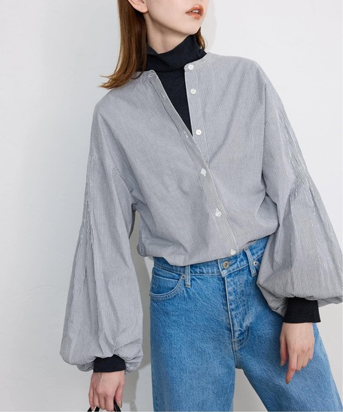 SLOBE IENA（スローブイエナ）の「《WEB限定/追加》ピンタックバルーンスリーブブラウス（シャツ/ブラウス・レディース・ホワイト/ブルー/チャコールグレー・FREE）」の9枚目の写真