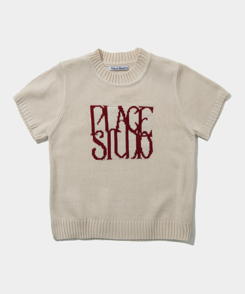 PLACE STUDIO（プレイススタジオ）の「ベーシックロゴセミクロップスリムフィットラウンドネック半袖ニットトップ _ 3COLOR（ニット/セーター・レディース・アイボリー/ベージュ/ネイビー・FREE）」の7枚目の写真